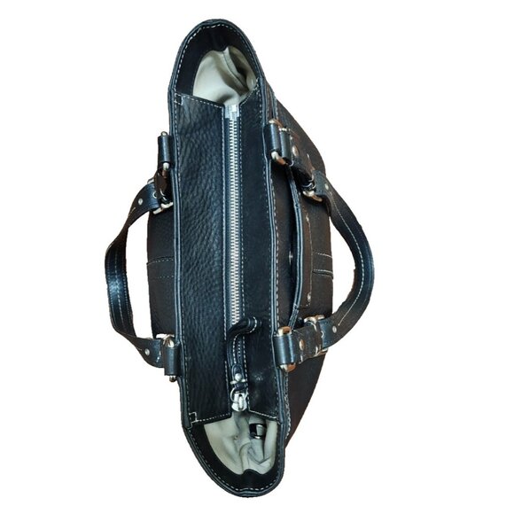 Coach Black Pebbled Leather Tote Bag Women’s Shoulder Bag Silver Hardware Buckle - Picture 8 of 16